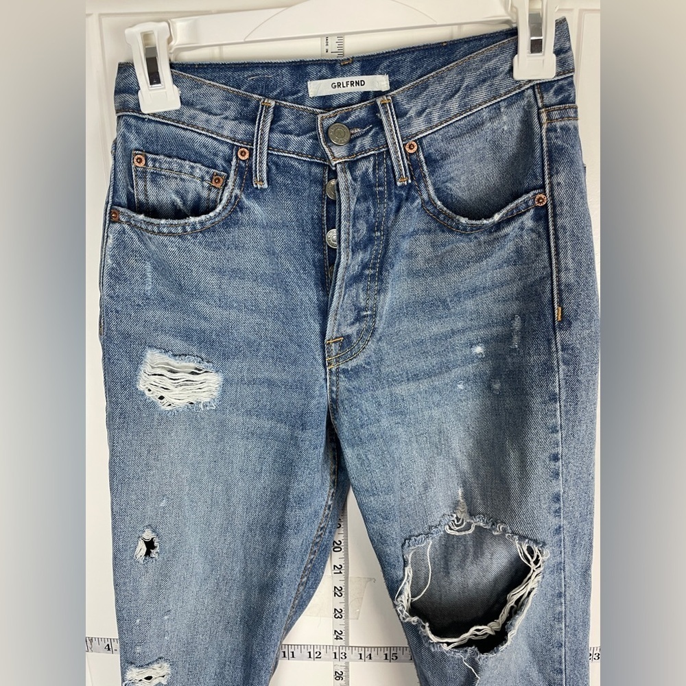 GRLFRND Karolina Distressed High-Rise Skinny Jean in A Little More Love - Picture 2 of 15